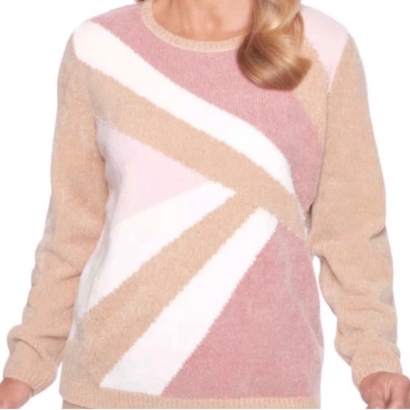 Asymmetrical striped and beaded sweater, women 2X - Picture 2 of 6